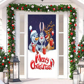 Aperturee - Cartoon Snowman Rabbit Elk Door Cover For Christmas